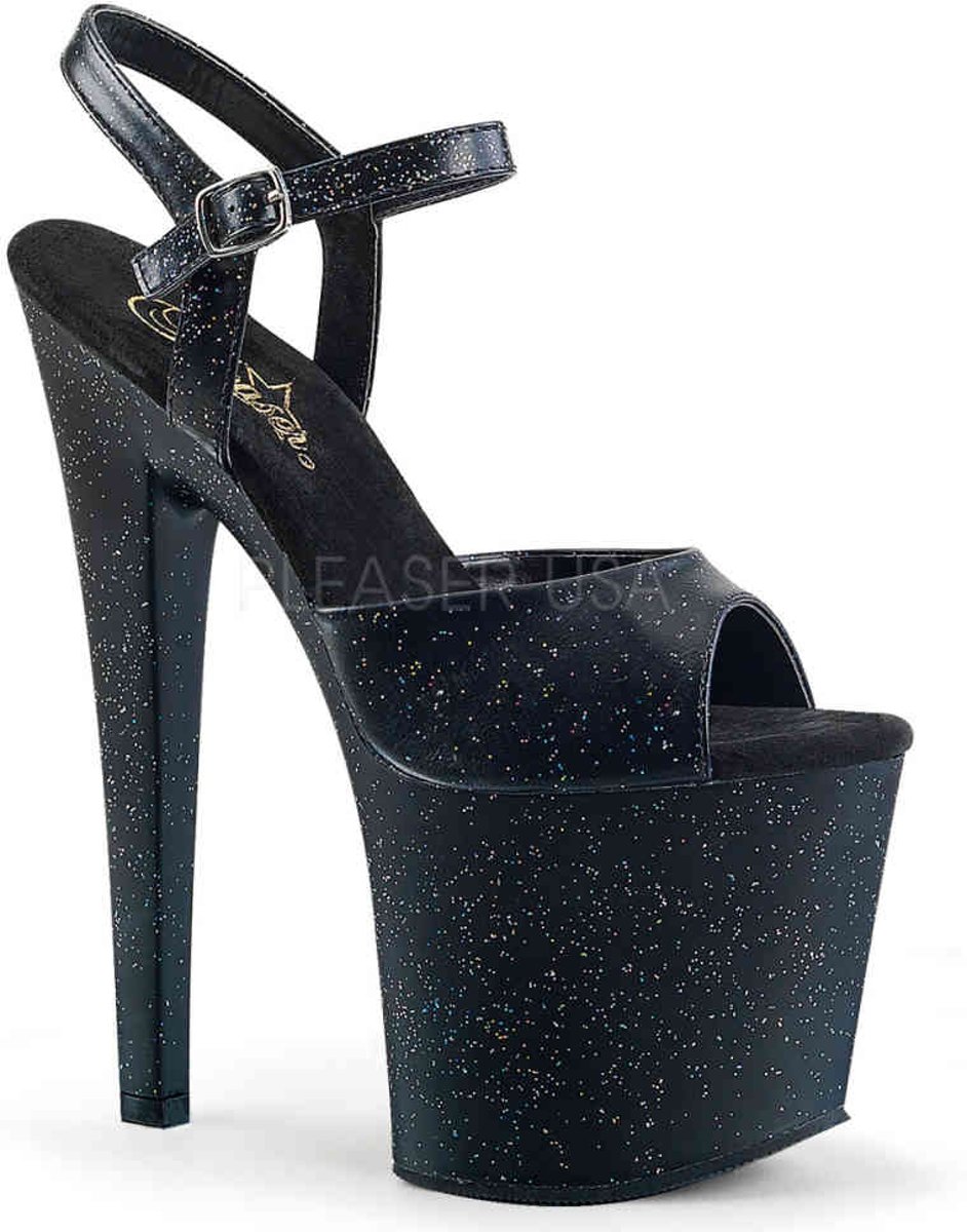 EU 36 = US 6 | TABOO-709MMG | 7 1/2 Heel, 3 1/2 PF Ankle Strap Sandal w/Mini Glitter